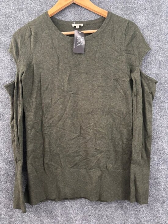 Tops - Women’s Olive Green Cold-Shoulder Knit Top